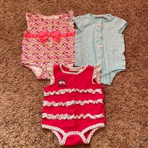 First Impressions Pink, Blue, and Red Bodysuits Set